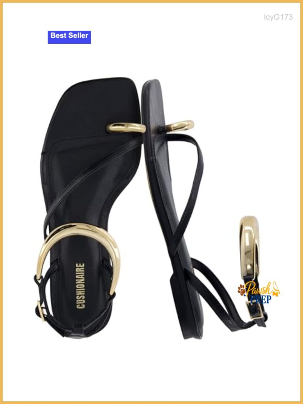 Gold Ankle Cuff Toe Ring Flat Sandals Vegan Leather Dress Sandals